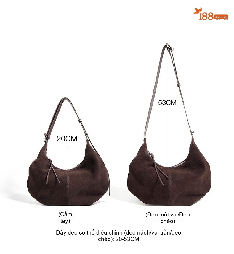 Túi Đeo Vai Nữ Da Mờ Dáng Túi Gập Phong Cách Retro Màu Xanh Navy, Nâu, Tím chi tiết 9