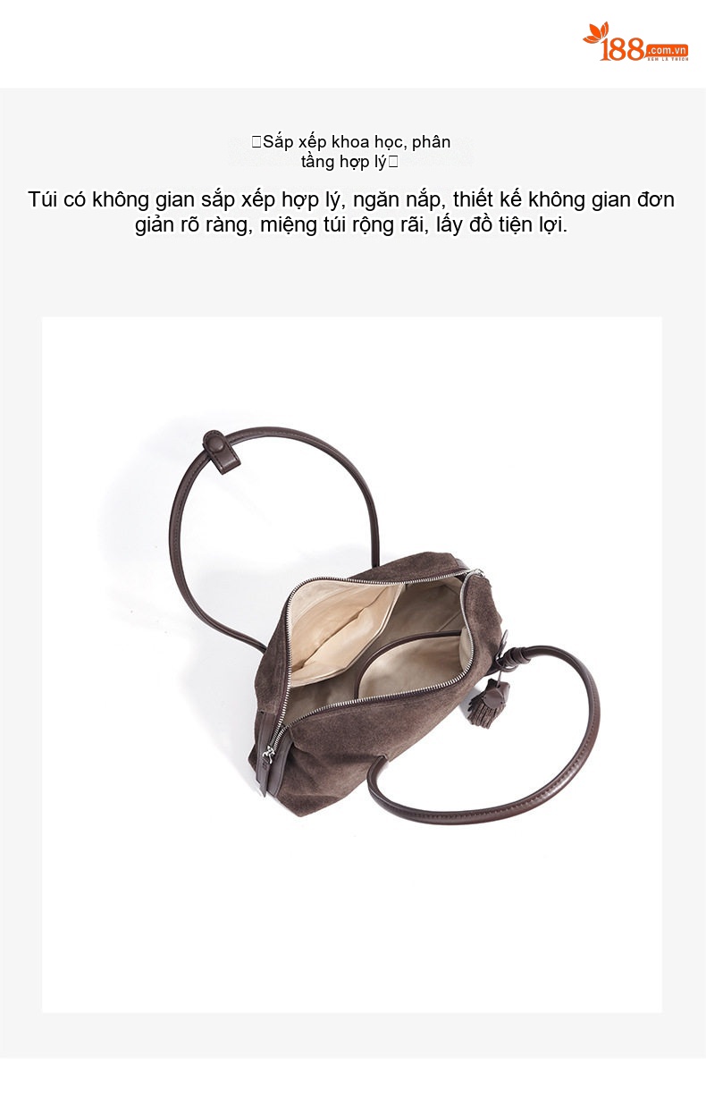 Túi Đeo Vai Nữ Da Mờ Đơn Giản Phong Cách Vintage Màu Nâu, Đỏ chi tiết 8