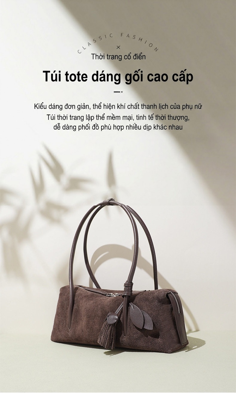 Túi Đeo Vai Nữ Da Mờ Đơn Giản Phong Cách Vintage Màu Nâu, Đỏ chi tiết 1