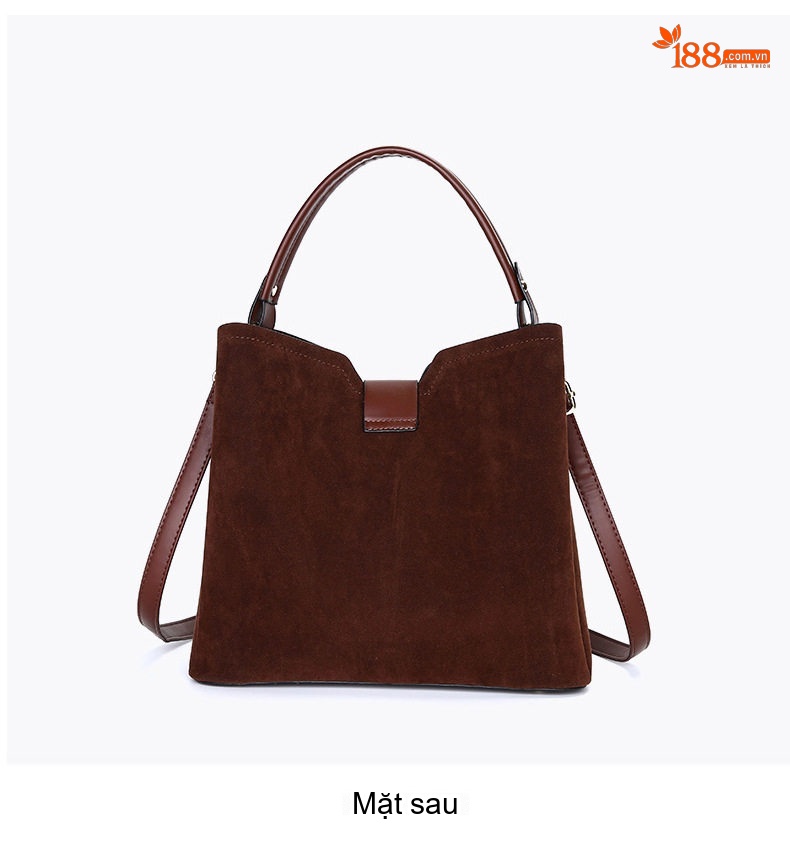 Túi Đeo Vai Nữ Da Mờ Kiểu Bucket Xách Tay Đeo Chéo Phong Cách Tối Giản Màu Đen, Nâu, Đỏ chi tiết 23