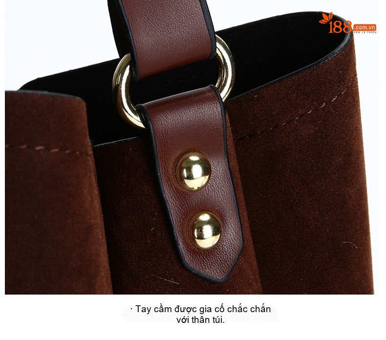 Túi Đeo Vai Nữ Da Mờ Kiểu Bucket Xách Tay Đeo Chéo Phong Cách Tối Giản Màu Đen, Nâu, Đỏ chi tiết 26