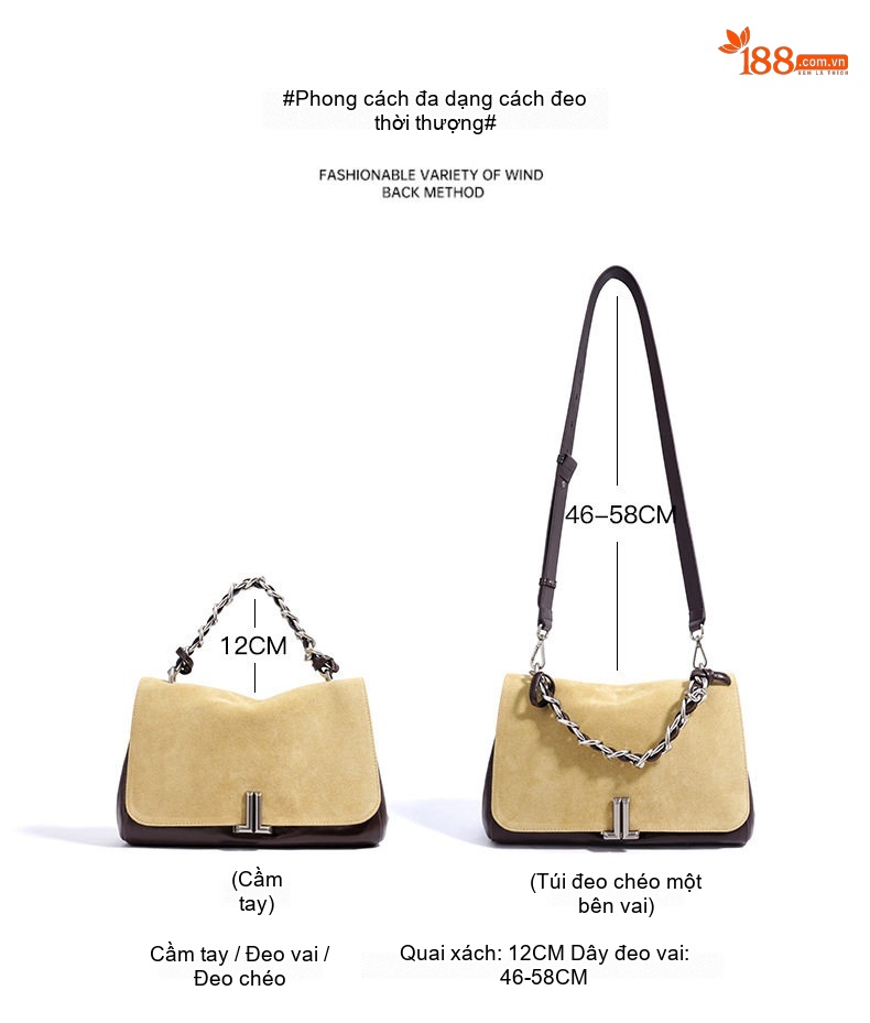 Túi Đeo Vai Nữ Da Mờ Phối Màu Vintage Đựng Vừa A4 chi tiết 9
