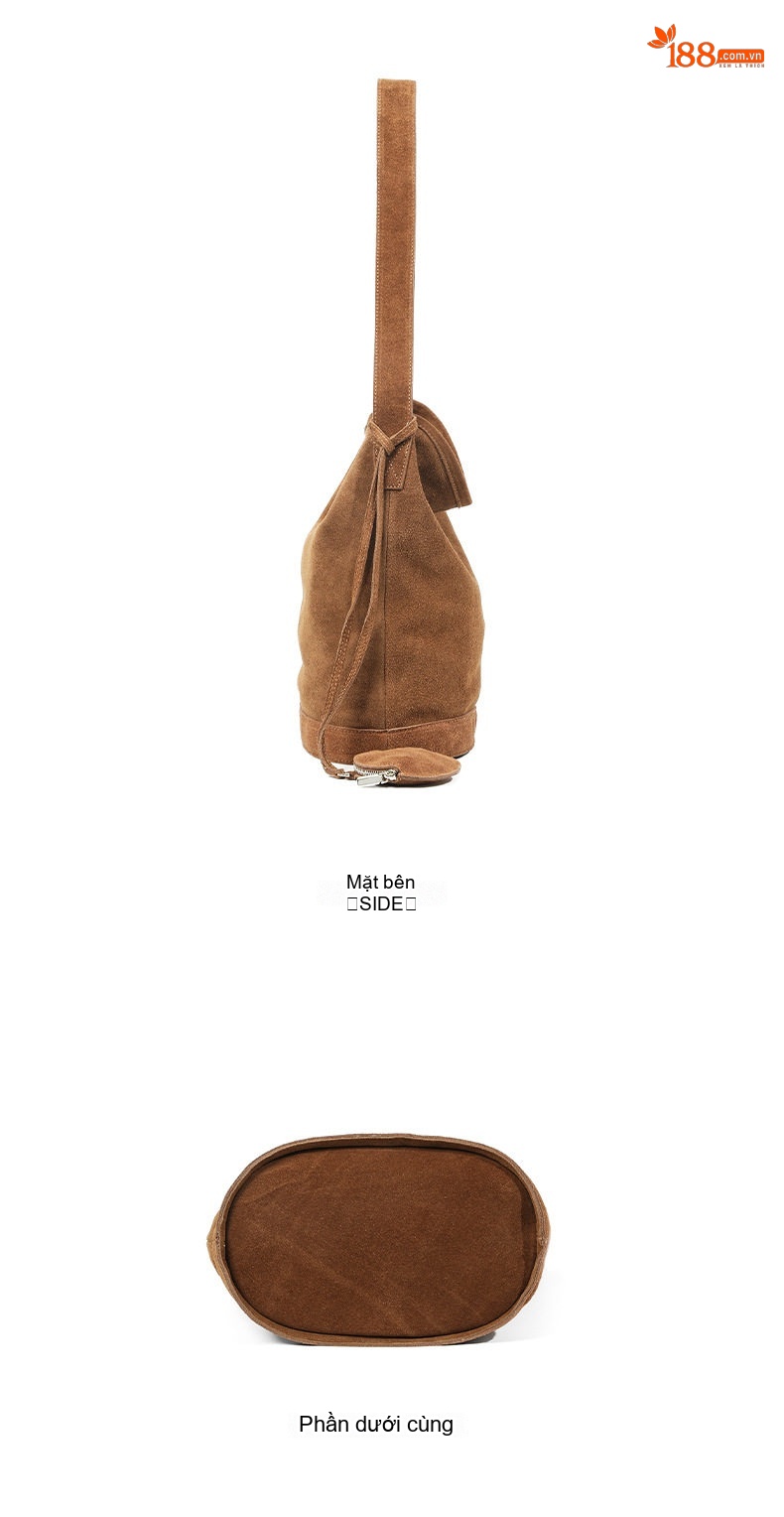 Túi Đeo Vai Nữ Da Mờ Phong Cách Vintage, Túi Bucket Lớn Đựng Đồ Đi Làm Màu Nâu chi tiết 23