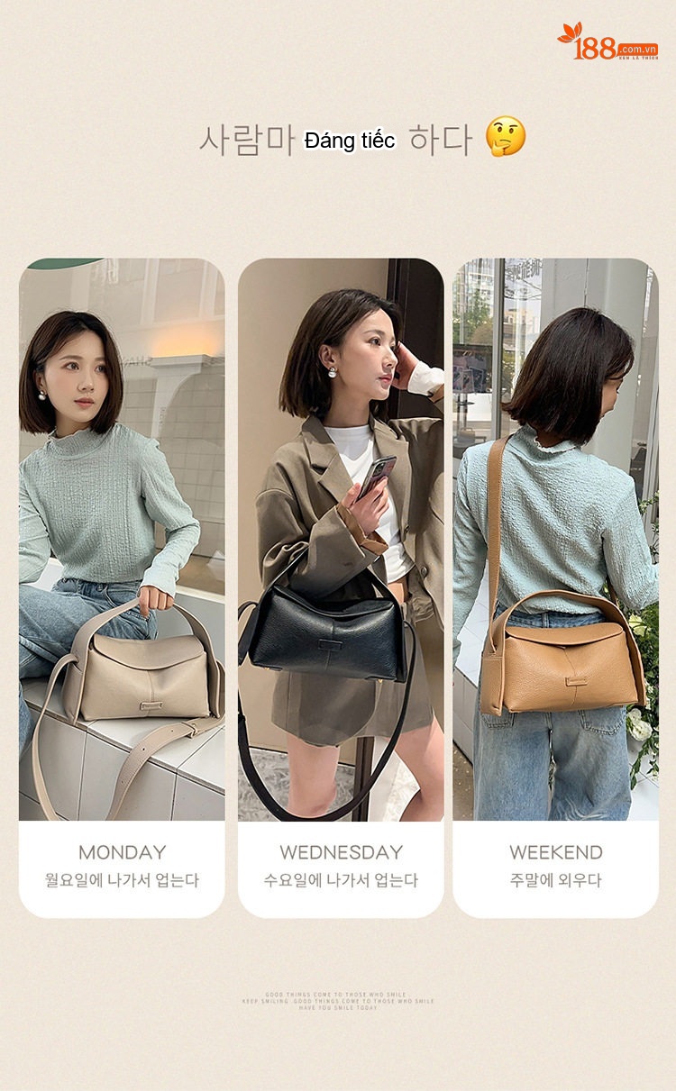 Túi Đeo Vai Nữ Da Mờ Sức Chứa Lớn Phong Cách Thanh Lịch Màu Đen, Đỏ Rượu Vang, Kem chi tiết 15