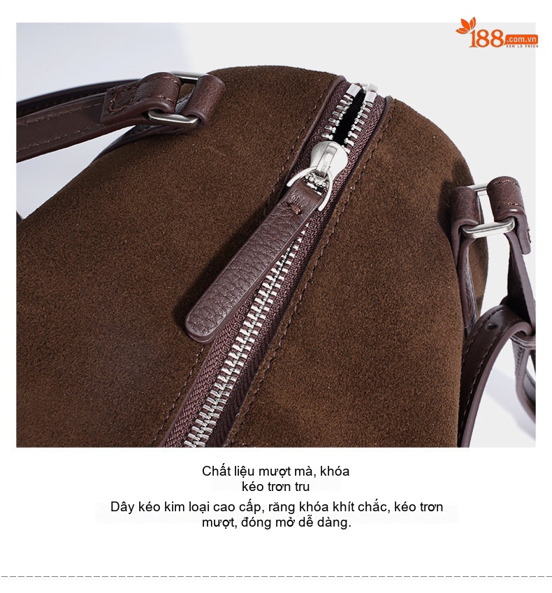 Túi Đeo Vai Nữ Da Mờ Thiết Kế Nhỏ Gọn Phong Cách Vintage Màu Nâu, Be chi tiết 14