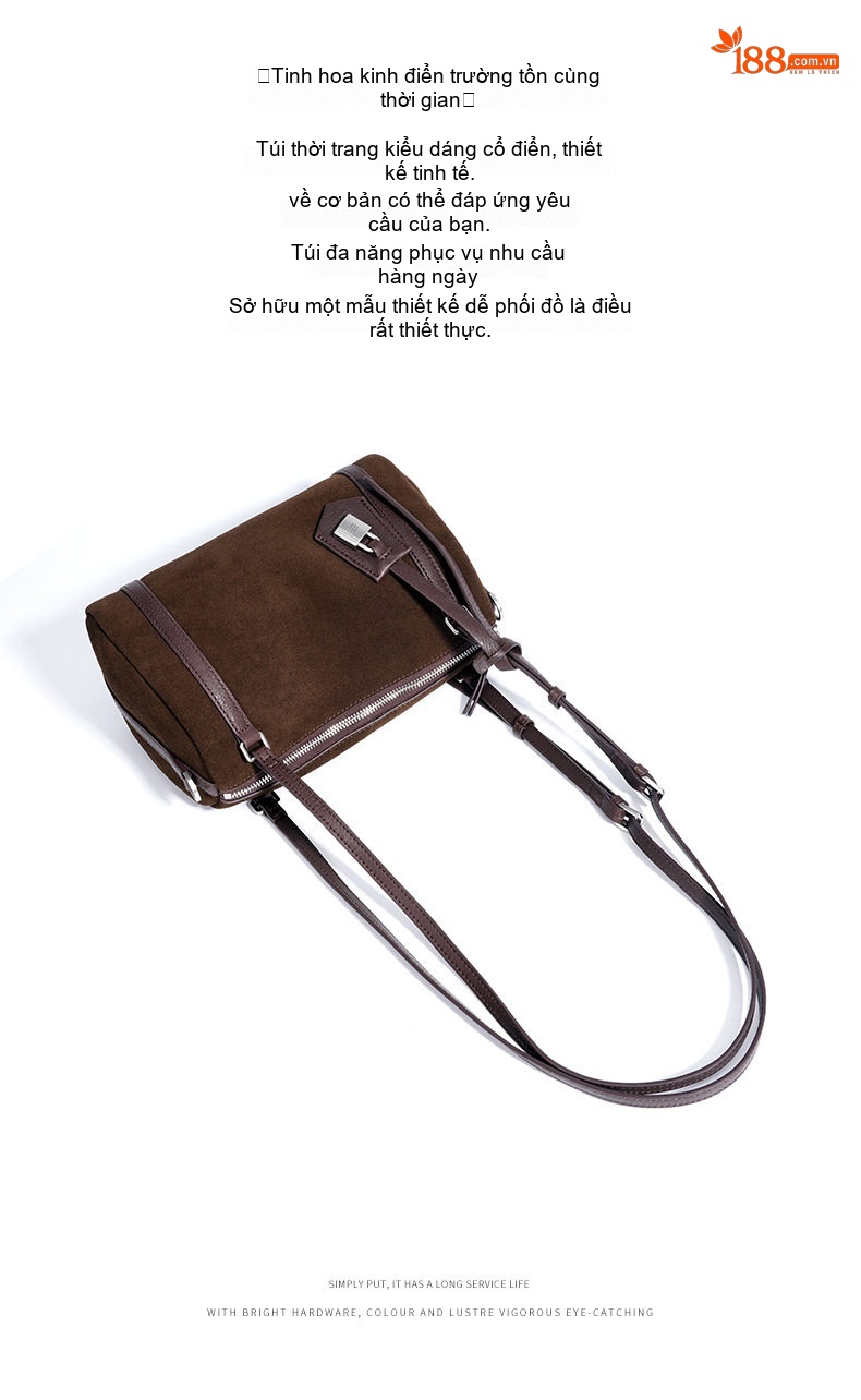 Túi Đeo Vai Nữ Da Mờ Thiết Kế Nhỏ Gọn Phong Cách Vintage Màu Nâu, Be chi tiết 8