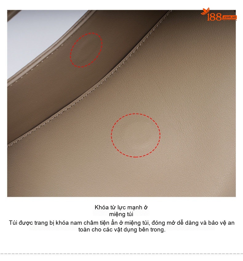 Túi Đeo Vai Nữ Da Mờ Thiết Kế Tối Giản Màu Be chi tiết 13