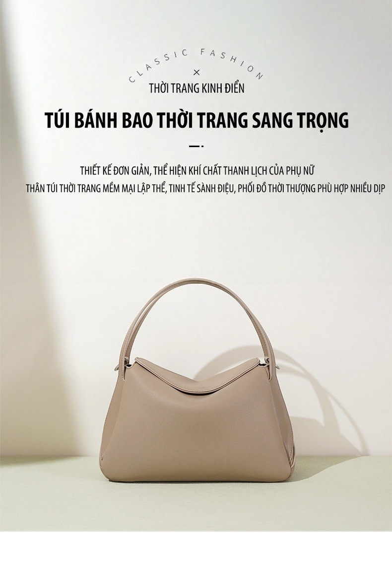 Túi Đeo Vai Nữ Da Mờ Thiết Kế Tối Giản Màu Be chi tiết 1