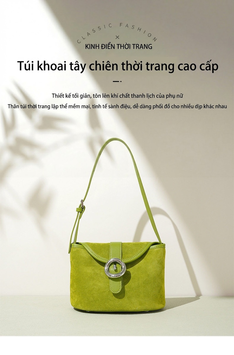 Túi Đeo Vai Nữ Da Mờ Thiết Kế Tối Giản Phong Cách Hàn Quốc Màu Xanh Lá, Xanh Dương chi tiết 1