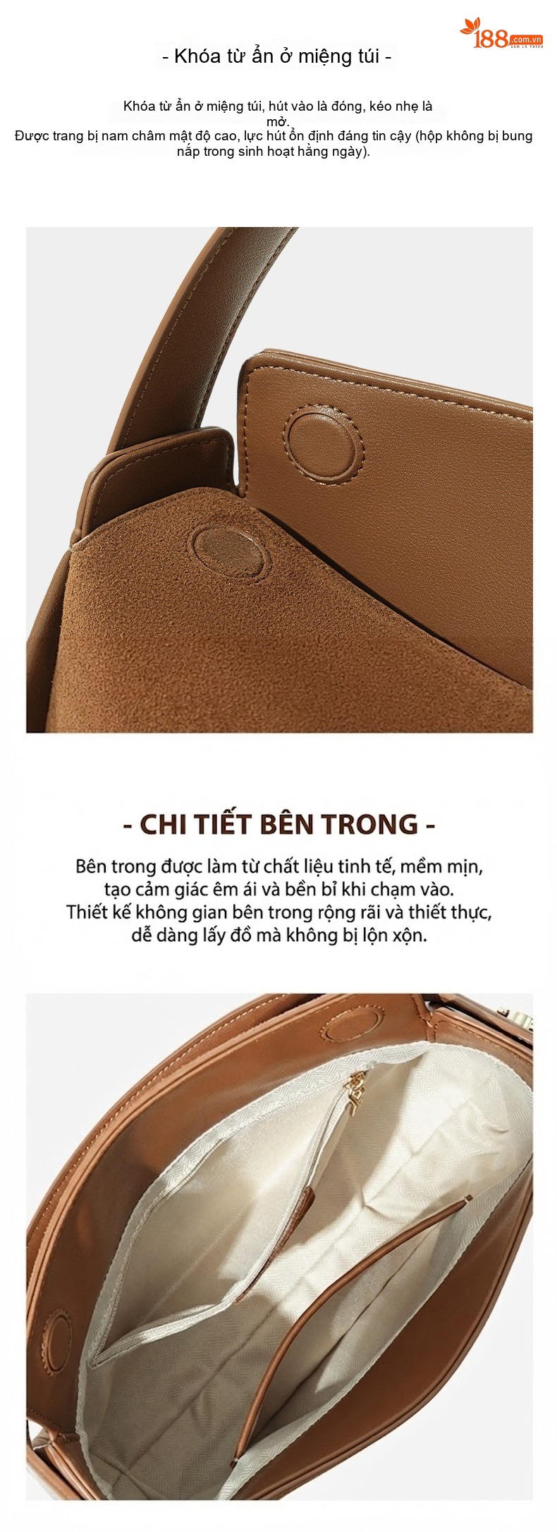 Túi Đeo Vai Nữ Da Mờ Túi Xách Tay Nữ Sức Chứa Lớn Màu Nâu, Đỏ, Xanh Lá chi tiết 14