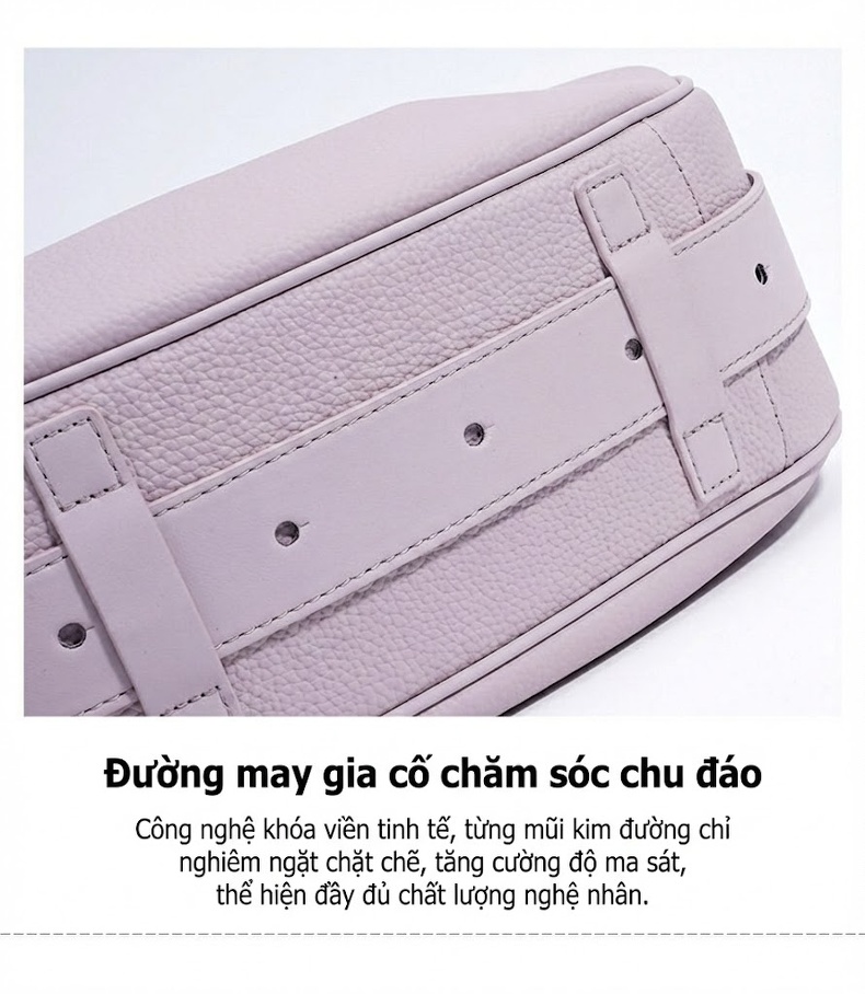 Túi Đeo Vai Nữ Da Thật Bản Lớn, Túi Tote Đeo Chéo Phong Cách Tối Giản Màu Trắng Kem, Tím Lavender, Nâu, Đen chi tiết 13