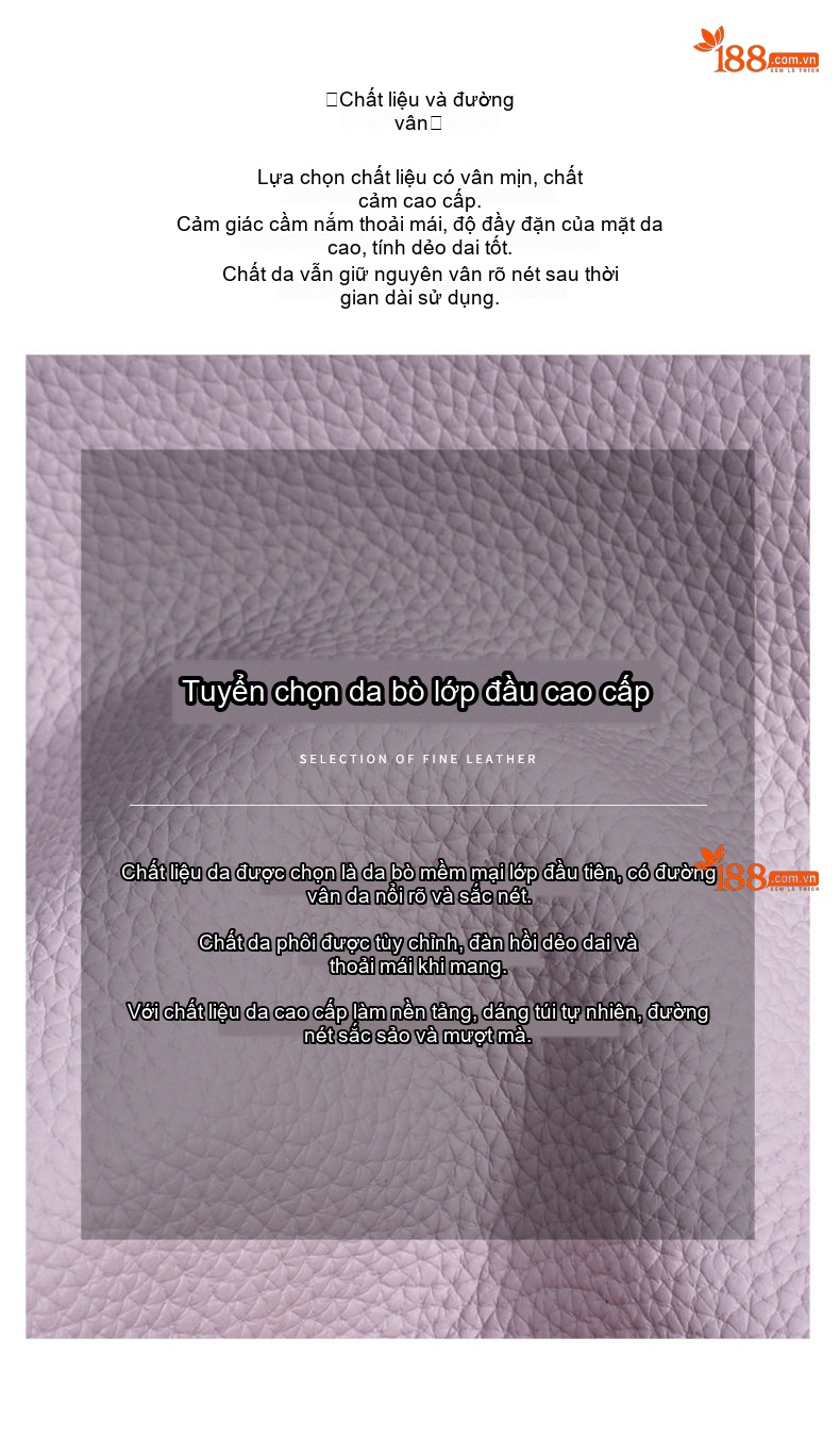 Túi Đeo Vai Nữ Da Thật Bản Lớn, Túi Tote Đeo Chéo Phong Cách Tối Giản Màu Trắng Kem, Tím Lavender, Nâu, Đen chi tiết 10