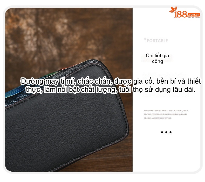 Túi Đeo Vai Nữ Da Thật In Hoa Đeo Chéo Dáng Retro Màu Xám, Cam chi tiết 18