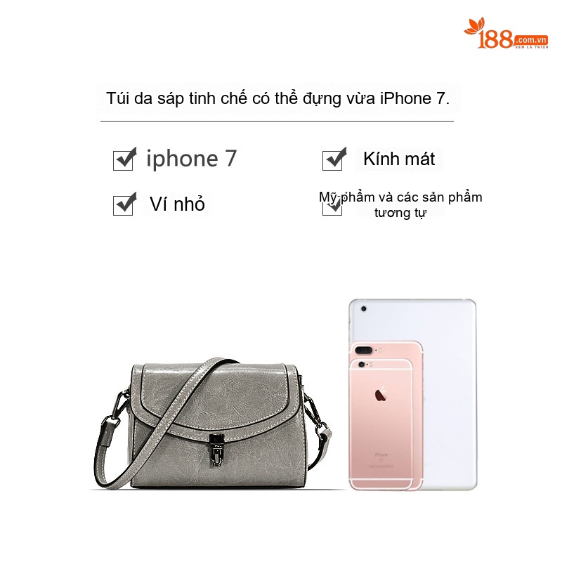 Túi Đeo Vai Nữ Da Thật Khóa Gài Phong Cách Hàn Quốc Màu Xám, Tím, Nâu