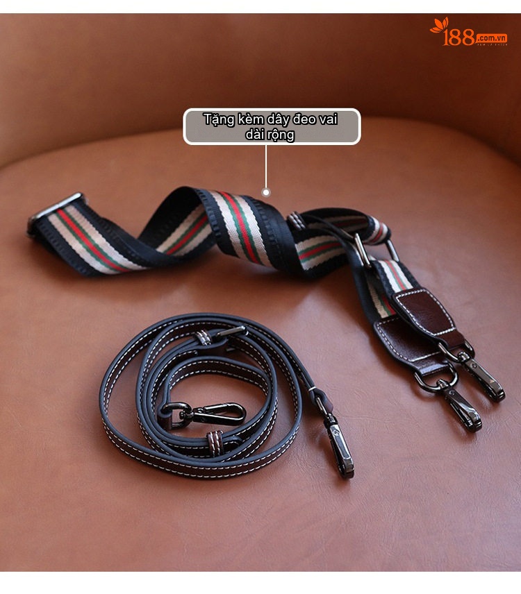Túi Đeo Vai Nữ Da Thật Kiểu Dáng Retro Màu Nâu, Đen chi tiết 6