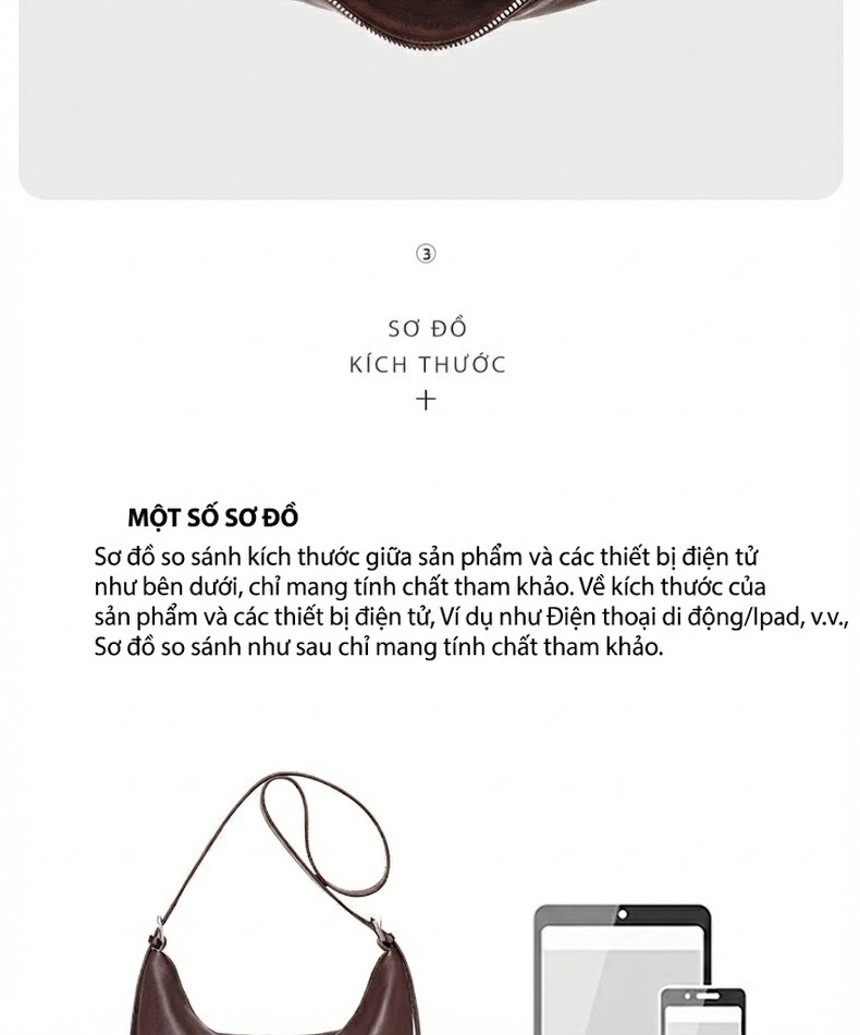 Túi Đeo Vai Nữ Da Thật Kiểu Dáng Trăng Khuyết Phong Cách Thanh Lịch Màu Nâu chi tiết 3