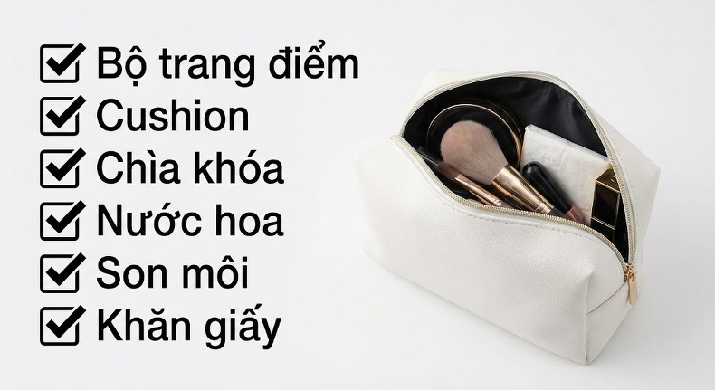 Túi Đeo Vai Nữ Da Thật Kiểu Túi Bánh Mì Màu Trắng Kem chi tiết 10