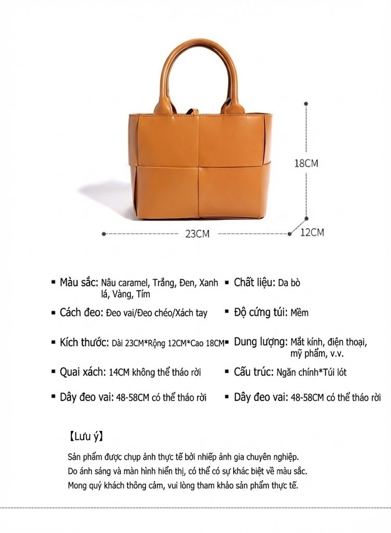Túi Đeo Vai Nữ Da Thật Mini Kiểu Túi Kẹp Nách Thời Trang Màu Trắng, Nâu chi tiết 16