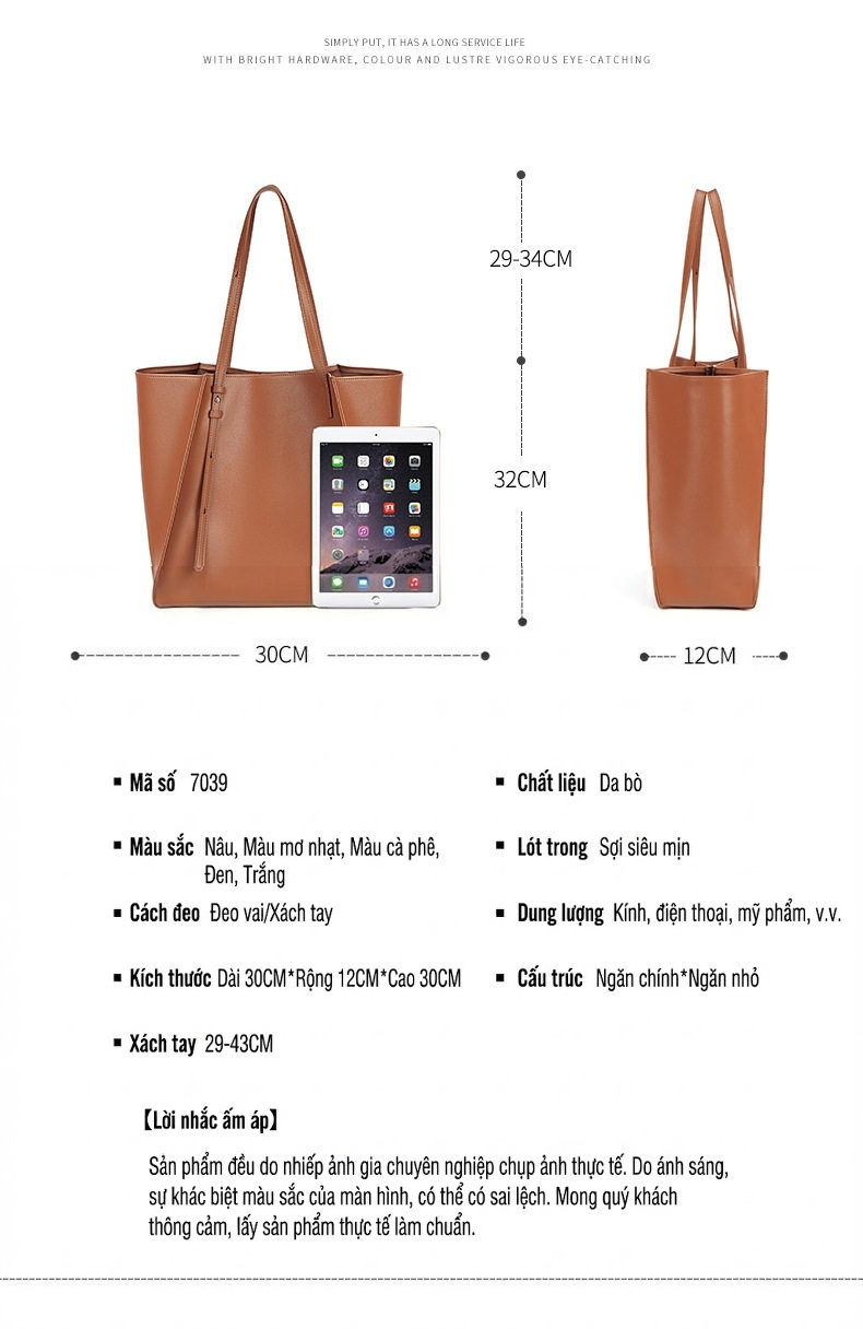 Túi Đeo Vai Nữ Da Thật Mini Kiểu Túi Kẹp Nách Thời Trang Màu Trắng, Nâu chi tiết 4