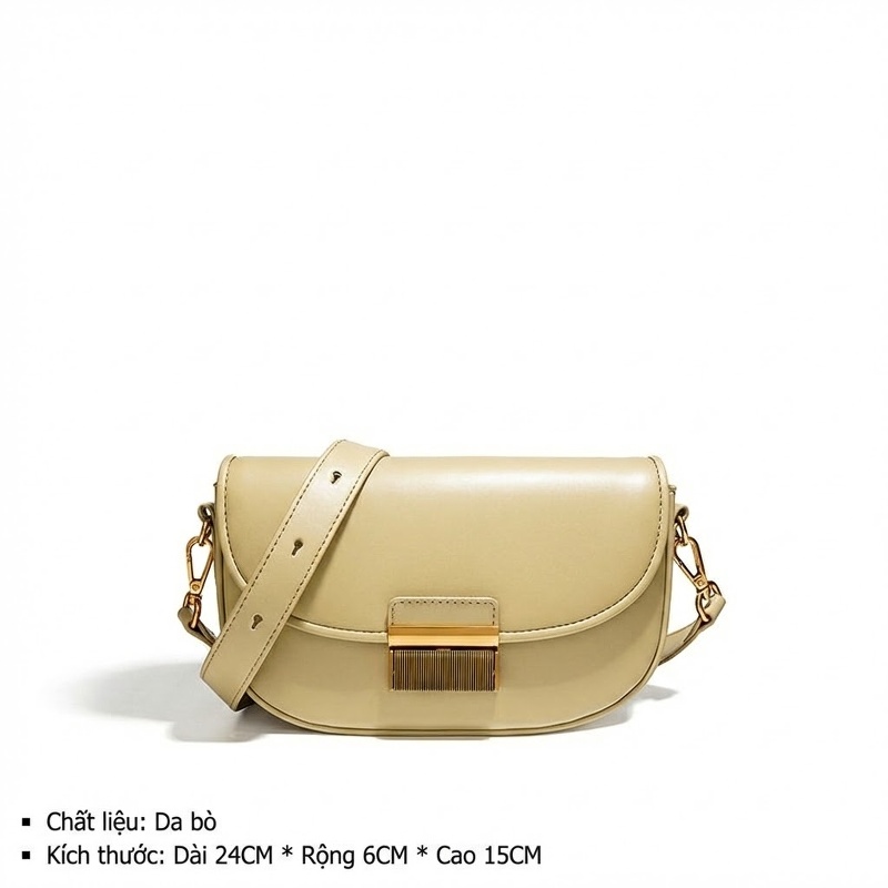 Túi Đeo Vai Nữ Da Thật Mini Kiểu Túi Kẹp Nách Thời Trang Màu Trắng, Nâu