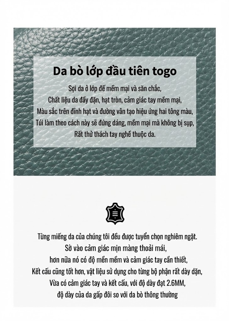 Túi Đeo Vai Nữ Da Thật Mini Phom Tròn Màu Xanh Lá, Nâu, Đỏ chi tiết 2