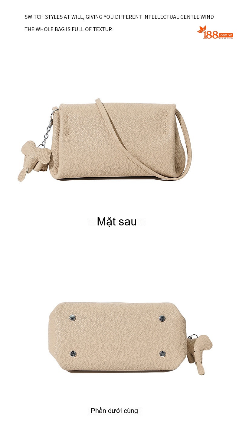 Túi Đeo Vai Nữ Da Thật Mini Thiết Kế Thanh Lịch Màu Be, Đen chi tiết 17