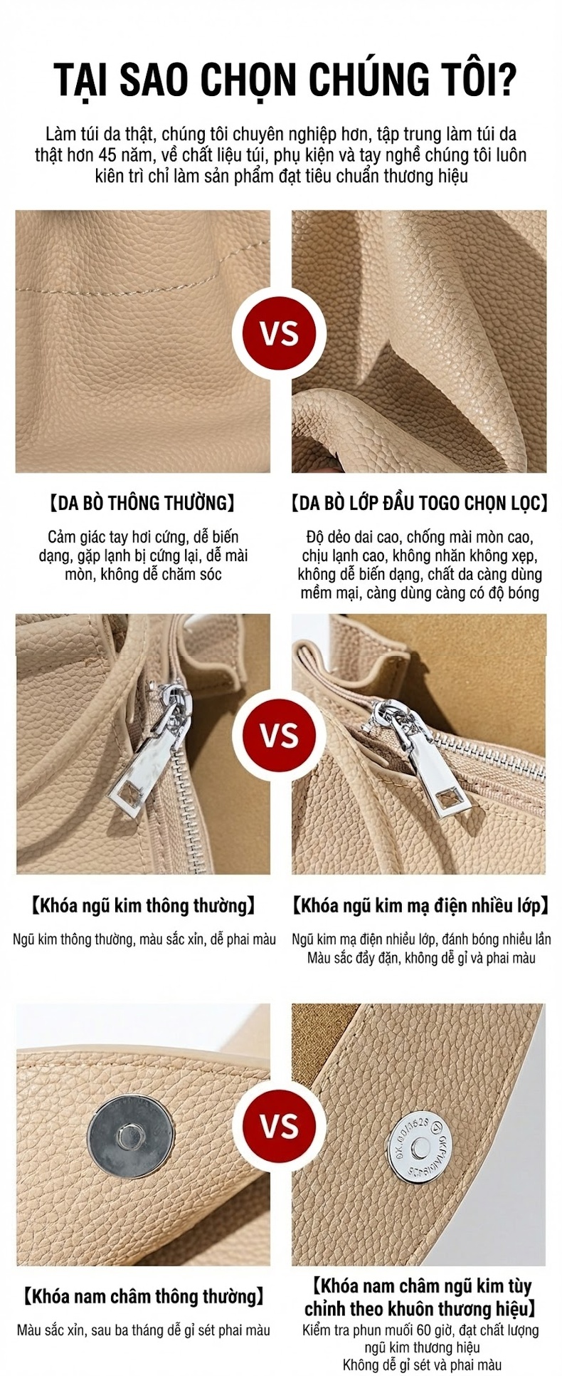 Túi Đeo Vai Nữ Da Thật Mini Thiết Kế Thanh Lịch Màu Be, Đen chi tiết 2