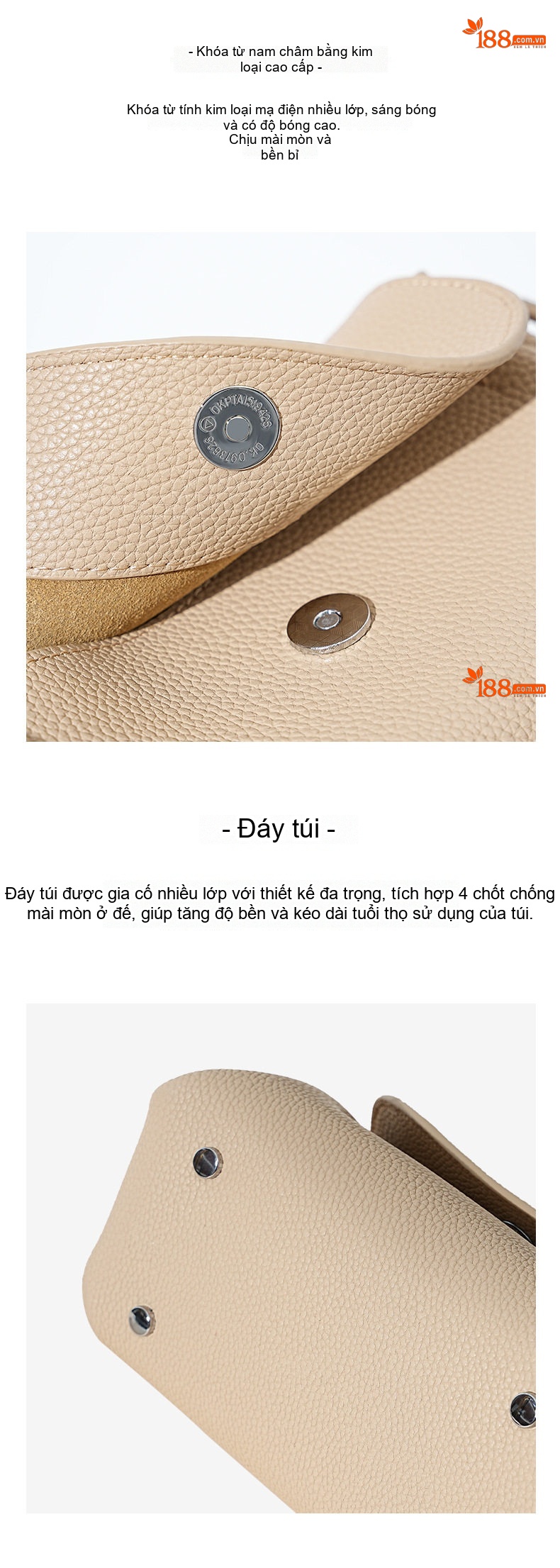 Túi Đeo Vai Nữ Da Thật Mini Thiết Kế Thanh Lịch Màu Be, Đen chi tiết 15