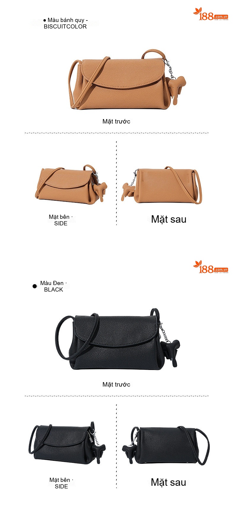 Túi Đeo Vai Nữ Da Thật Mini Thiết Kế Thanh Lịch Màu Be, Đen chi tiết 18