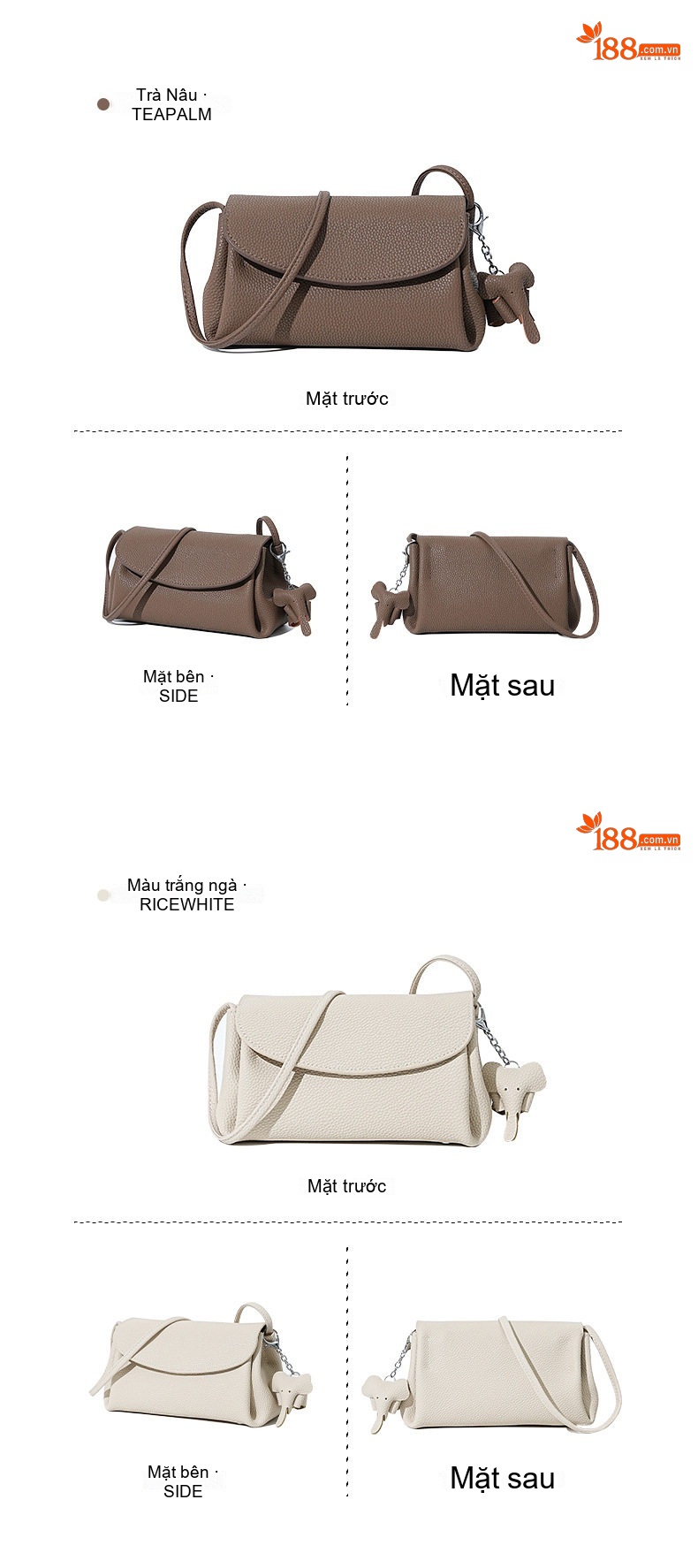 Túi Đeo Vai Nữ Da Thật Mini Thiết Kế Thanh Lịch Màu Be, Đen chi tiết 19