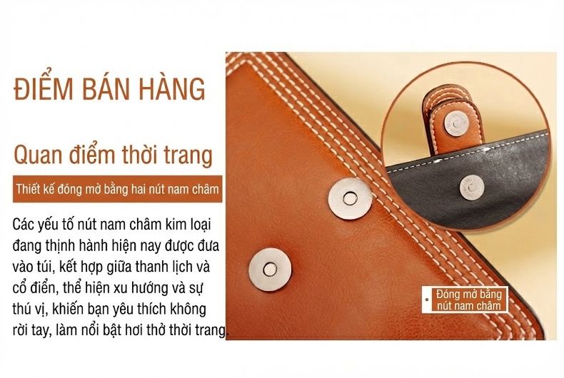 Túi Đeo Vai Nữ Da Thật Phom Vuông Nhỏ Màu Nâu, Đen chi tiết 5