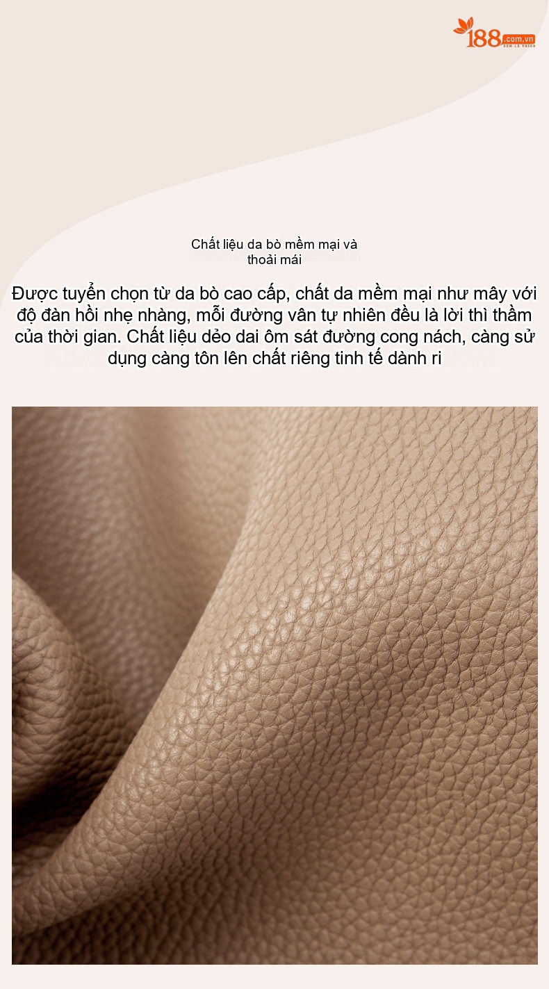 Túi Đeo Vai Nữ Da Thật Sức Chứa Lớn Phong Cách Đơn Giản Túi Xách Nữ Da Cao Cấp Màu Be, Trắng chi tiết 7