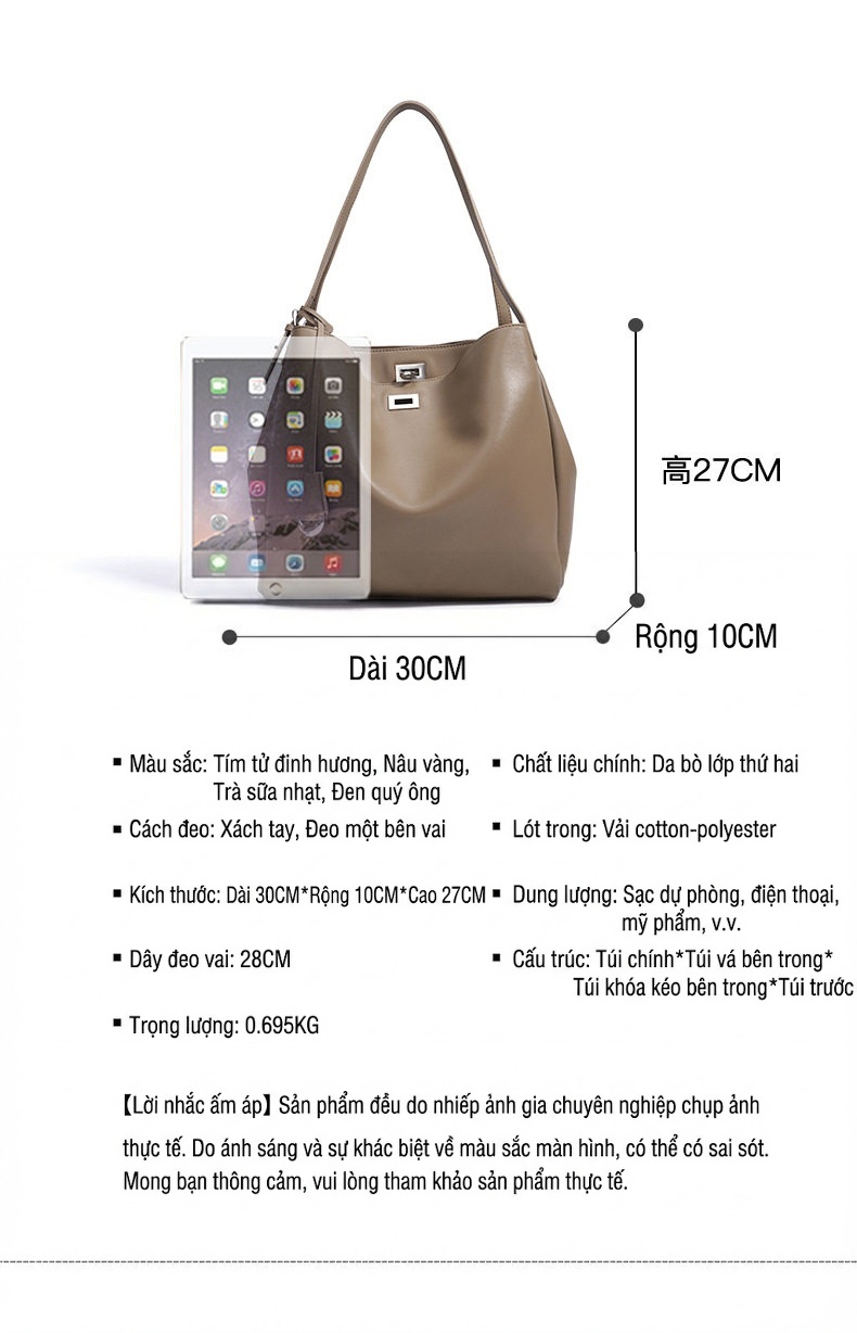 Túi Đeo Vai Nữ Da Thật Thiết Kế Độc Đáo Phong Cách Thanh Lịch Sức Chứa Lớn Màu Nâu, Tím, Đen chi tiết 26
