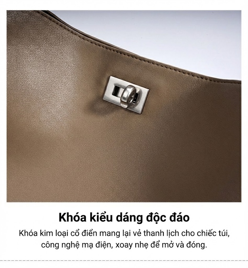 Túi Đeo Vai Nữ Da Thật Thiết Kế Độc Đáo Phong Cách Thanh Lịch Sức Chứa Lớn Màu Nâu, Tím, Đen chi tiết 12