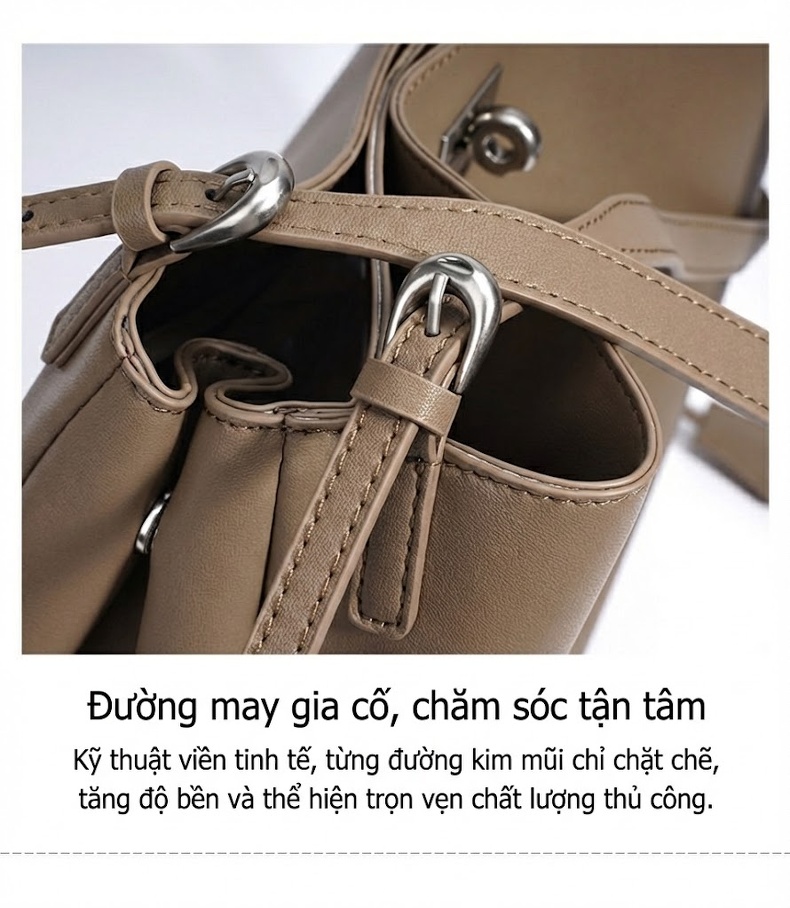 Túi Đeo Vai Nữ Da Thật Thiết Kế Độc Đáo Phong Cách Thanh Lịch Sức Chứa Lớn Màu Nâu, Tím, Đen chi tiết 13