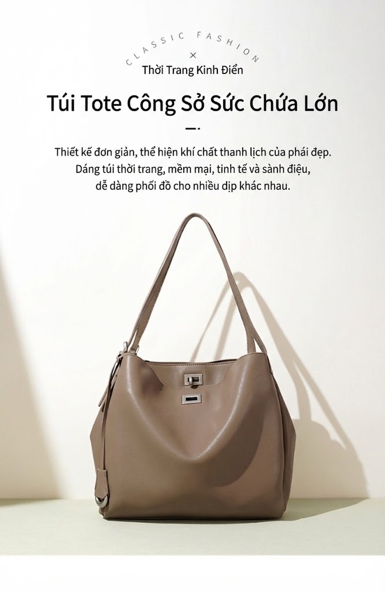 Túi Đeo Vai Nữ Da Thật Thiết Kế Độc Đáo Phong Cách Thanh Lịch Sức Chứa Lớn Màu Nâu, Tím, Đen chi tiết 2