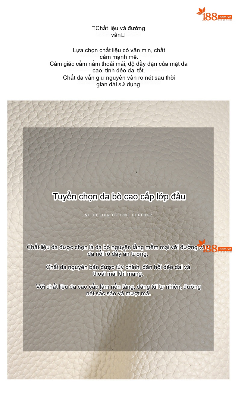 Túi Đeo Vai Nữ Da Thật Thiết Kế Độc Đáo, Túi Xách Tay Hàng Ngày, Túi Bucket Lớn Đeo Chéo Màu Trắng Kem, Xám, Đen chi tiết 12