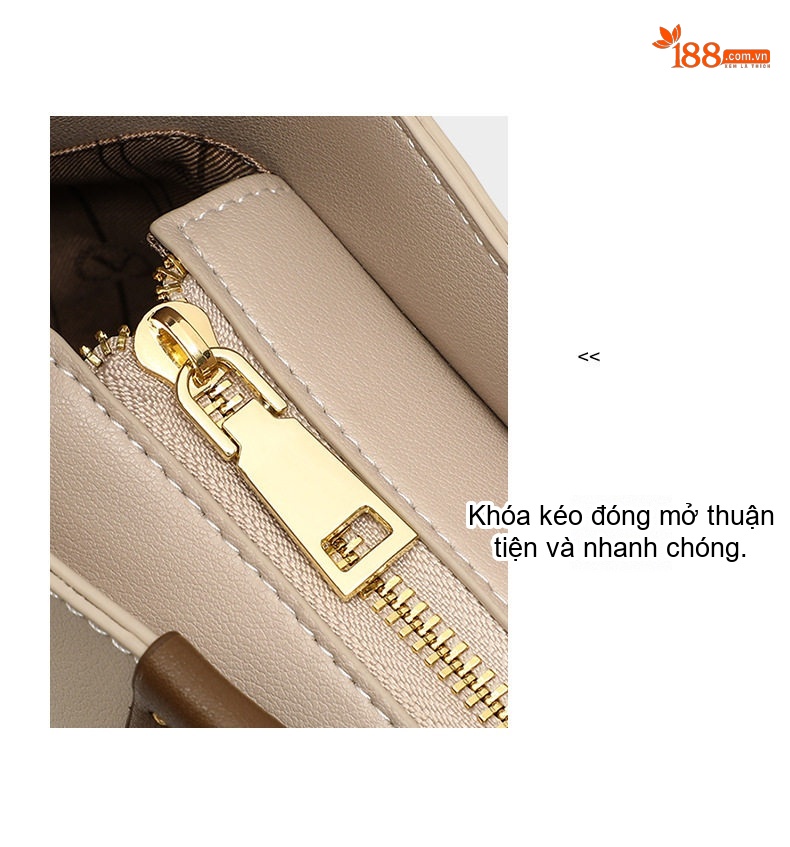 Túi Đeo Vai Nữ Da Thật Thiết Kế Hình Yên Ngựa Cao Cấp Màu Kem chi tiết 11