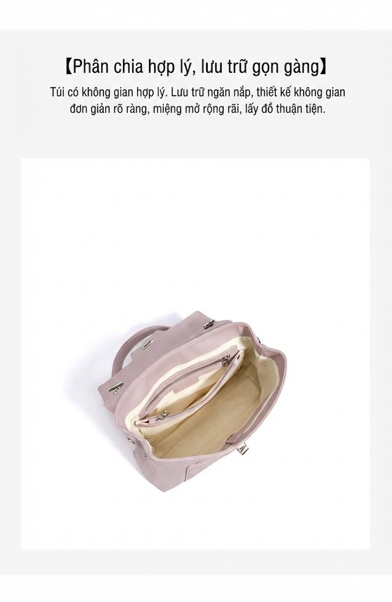 Túi Đeo Vai Nữ Da Thật Thiết Kế Tối Giản Công Sở Thanh Lịch Màu Đen, Xám, Hồng, Nâu chi tiết 9