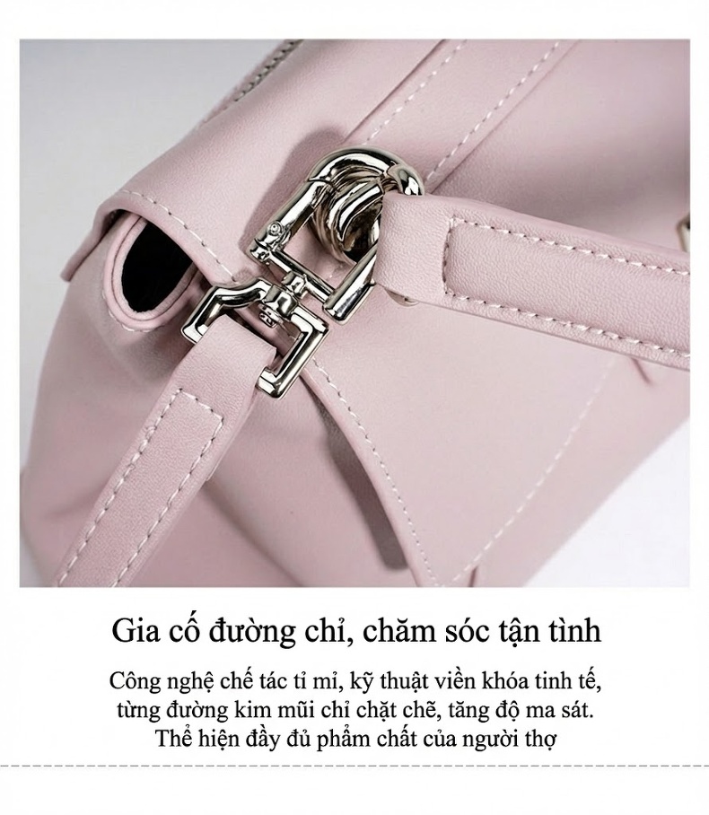 Túi Đeo Vai Nữ Da Thật Thiết Kế Tối Giản Công Sở Thanh Lịch Màu Đen, Xám, Hồng, Nâu chi tiết 14
