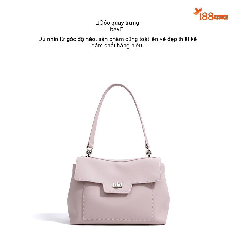 Túi Đeo Vai Nữ Da Thật Thiết Kế Tối Giản Công Sở Thanh Lịch Màu Đen, Xám, Hồng, Nâu chi tiết 15