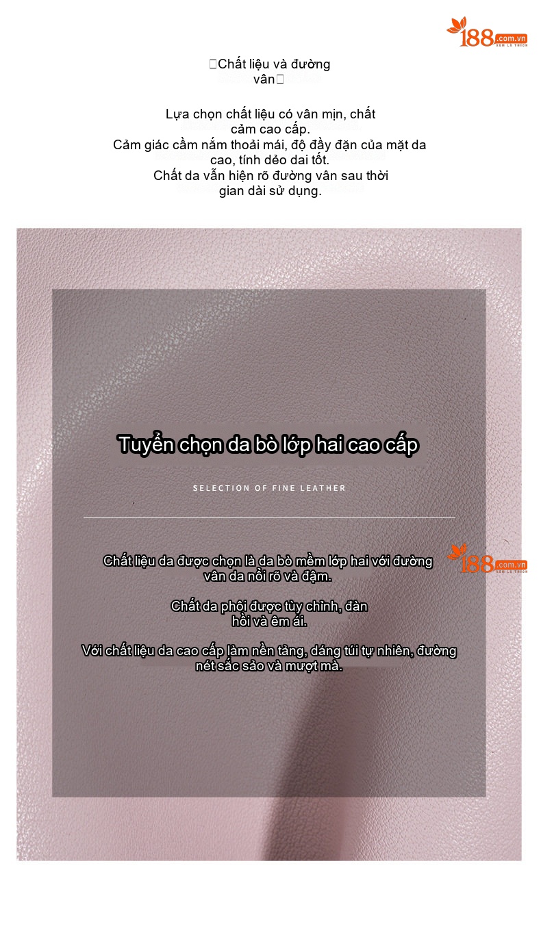 Túi Đeo Vai Nữ Da Thật Thiết Kế Tối Giản Công Sở Thanh Lịch Màu Đen, Xám, Hồng, Nâu chi tiết 11