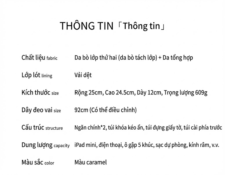 Túi Đeo Vai Nữ Da Thật Thời Trang Công Sở Màu Nâu chi tiết 4