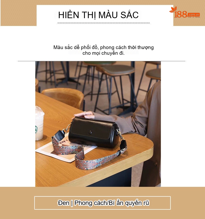 Túi Đeo Vai Nữ Da Thật Túi Kẹp Nách Da Bò Đeo Chéo Phong Cách Thời Trang Màu Nâu, Xanh Lá chi tiết 15