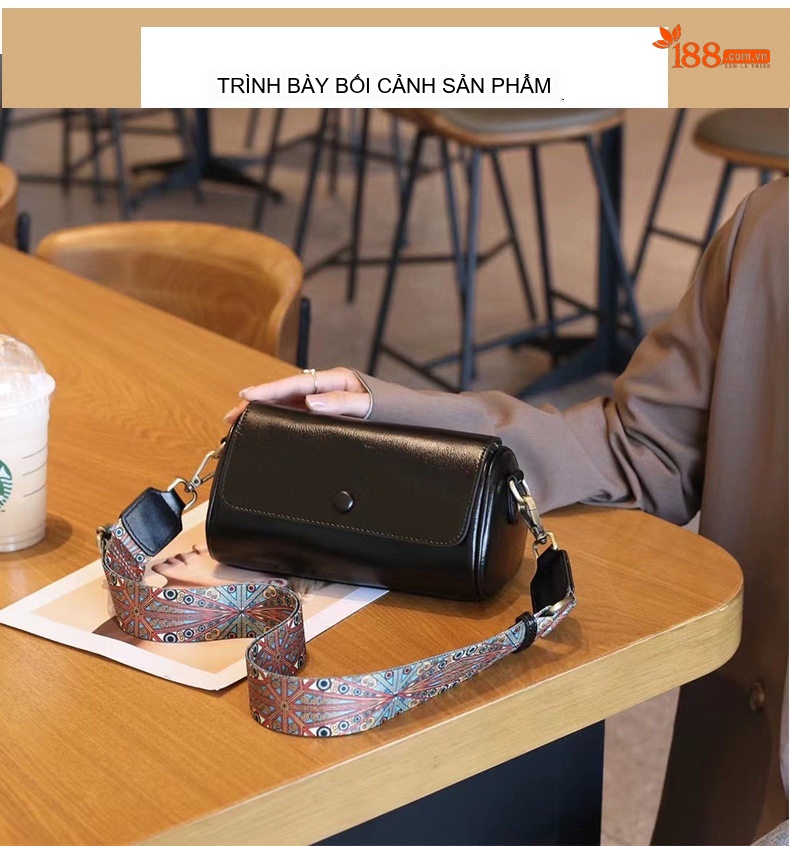 Túi Đeo Vai Nữ Da Thật Túi Kẹp Nách Da Bò Đeo Chéo Phong Cách Thời Trang Màu Nâu, Xanh Lá chi tiết 18