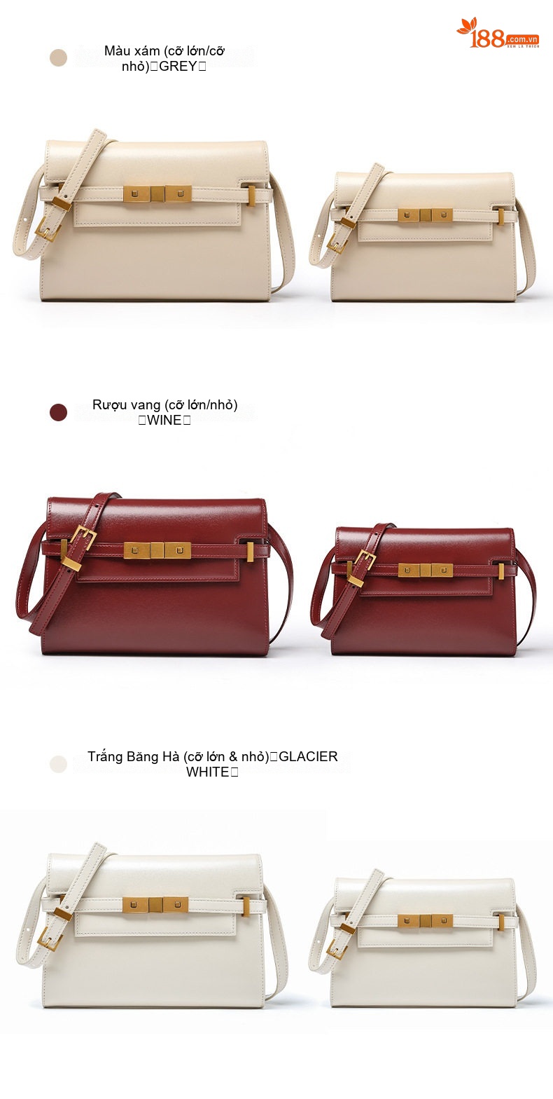 Túi Đeo Vai Nữ Da Thật Vân Cá Sấu Manhattan Kelly Bag Phong Cách Retro Màu Đen chi tiết 19