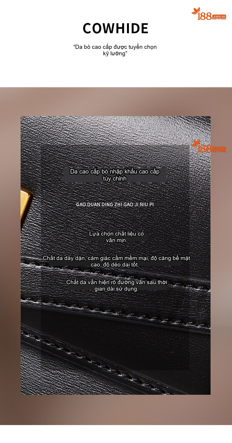 Túi Đeo Vai Nữ Da Thật Vân Cá Sấu Manhattan Kelly Bag Phong Cách Retro Màu Đen chi tiết 9