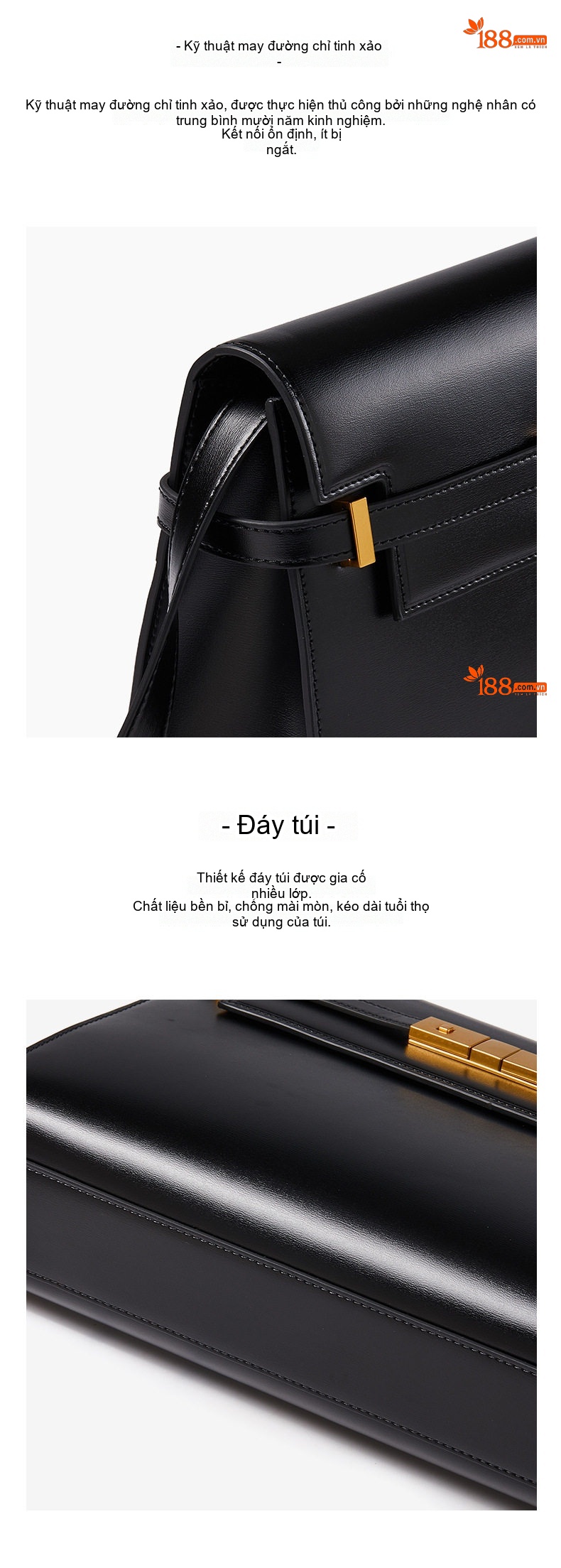 Túi Đeo Vai Nữ Da Thật Vân Cá Sấu Manhattan Kelly Bag Phong Cách Retro Màu Đen chi tiết 16
