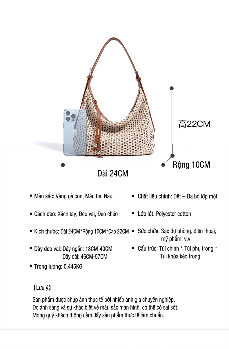 Túi Đeo Vai Nữ Dáng Bánh Bao Đan Dệt Phong Cách Vintage chi tiết 9