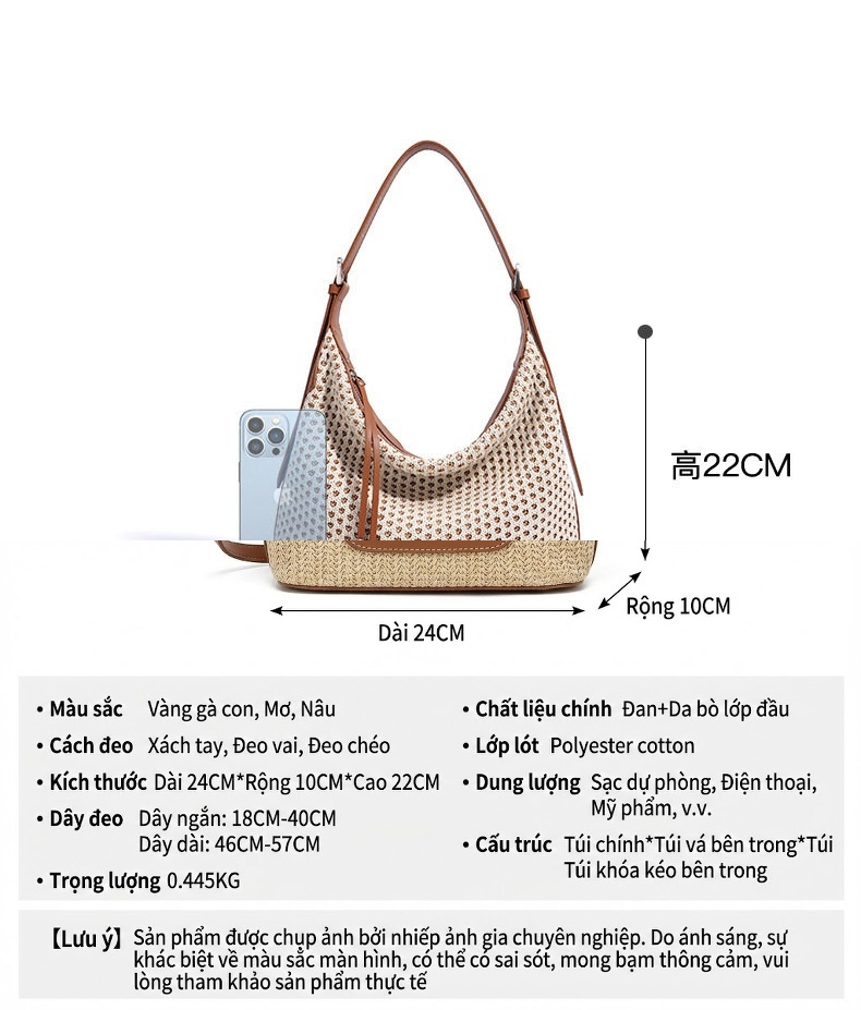 Túi Đeo Vai Nữ Dáng Bánh Bao Đan Dệt Phong Cách Vintage chi tiết 25